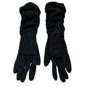 Black Gathered Long Gloves by Elvette Royal by Dawnelle USA 6 1/2‎